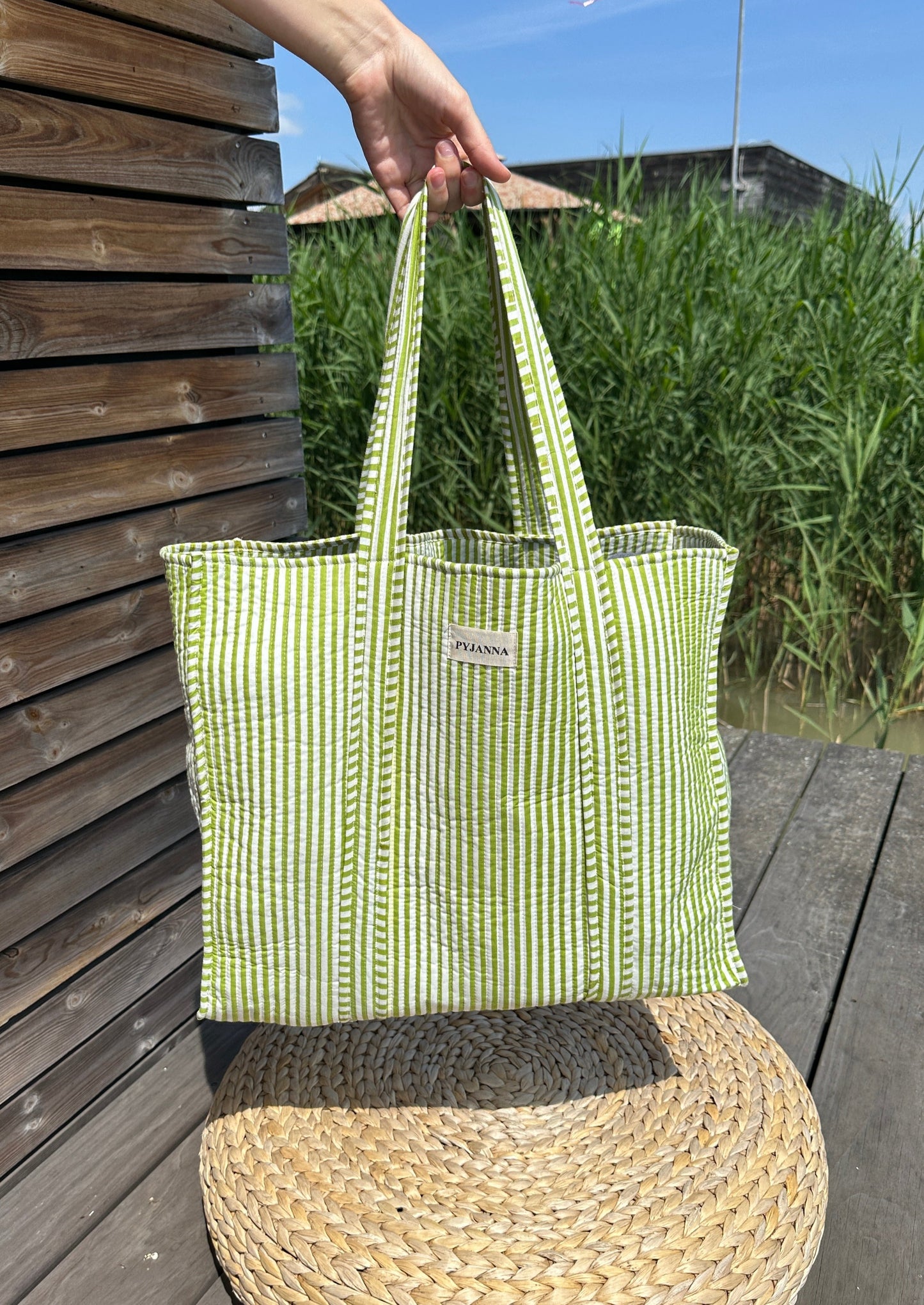 Shopper Green Striped