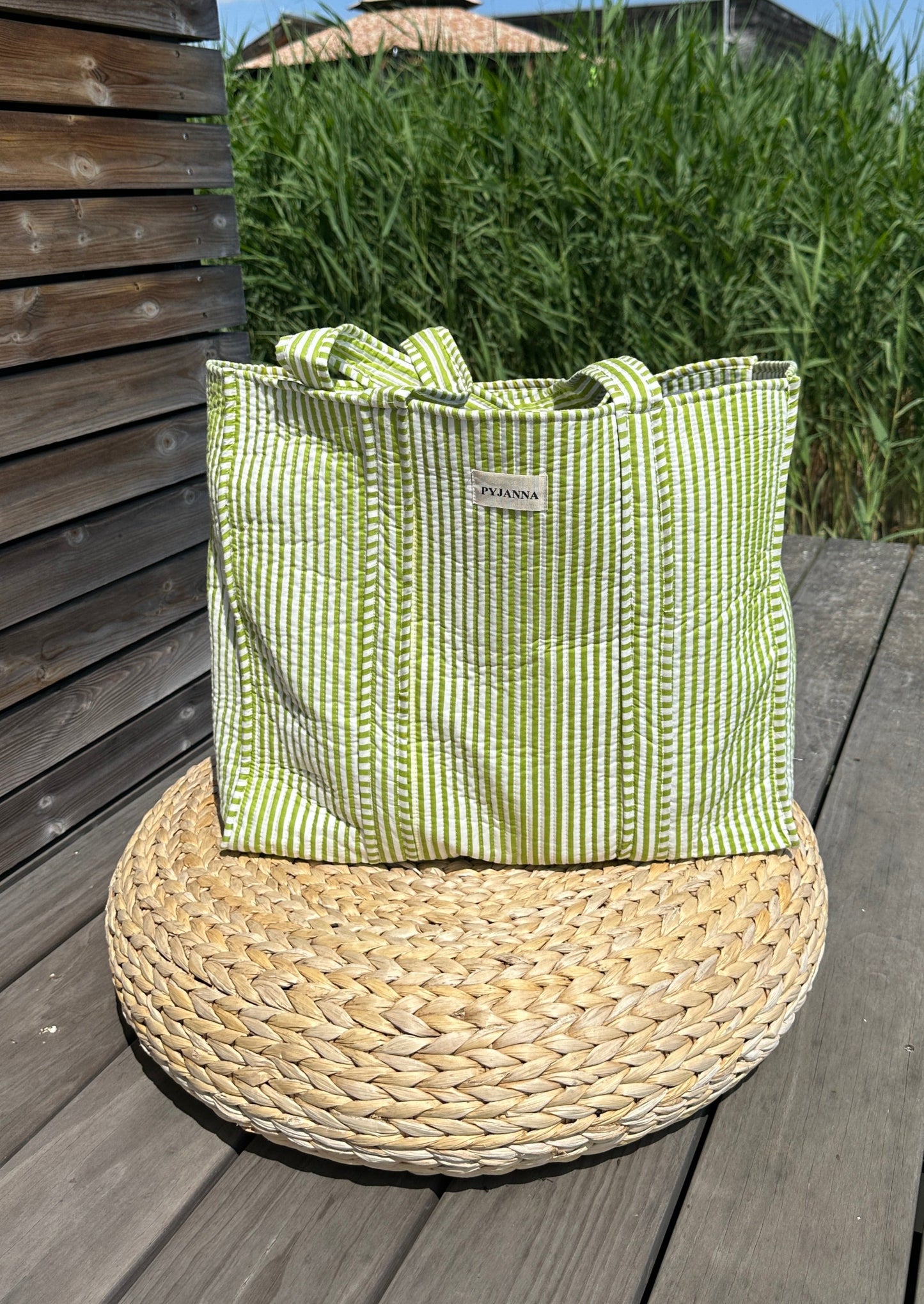 Shopper Green Striped