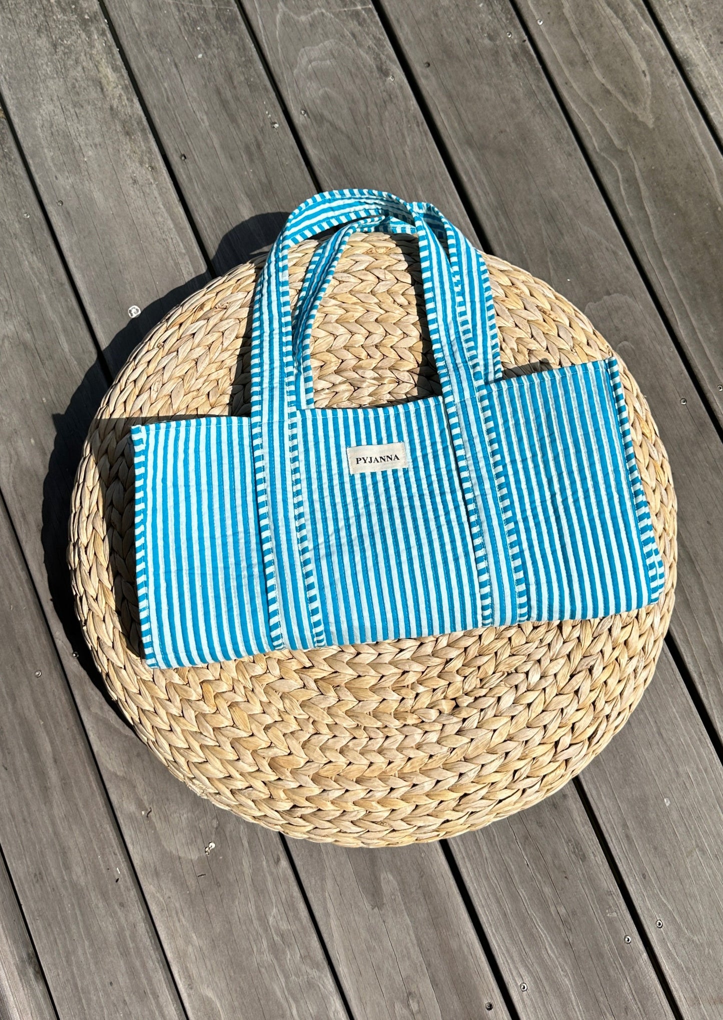 Shopper Turquoise Striped